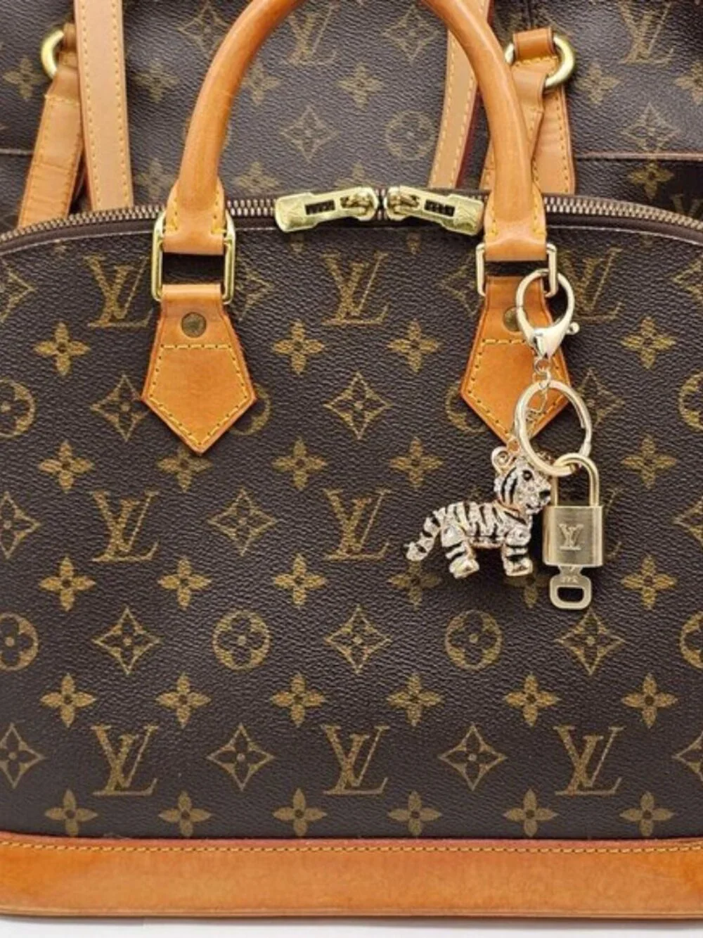 LV Authentic Gold Padlock 🔒 Key Set w/ Unbranded Keychain Tiger Charm